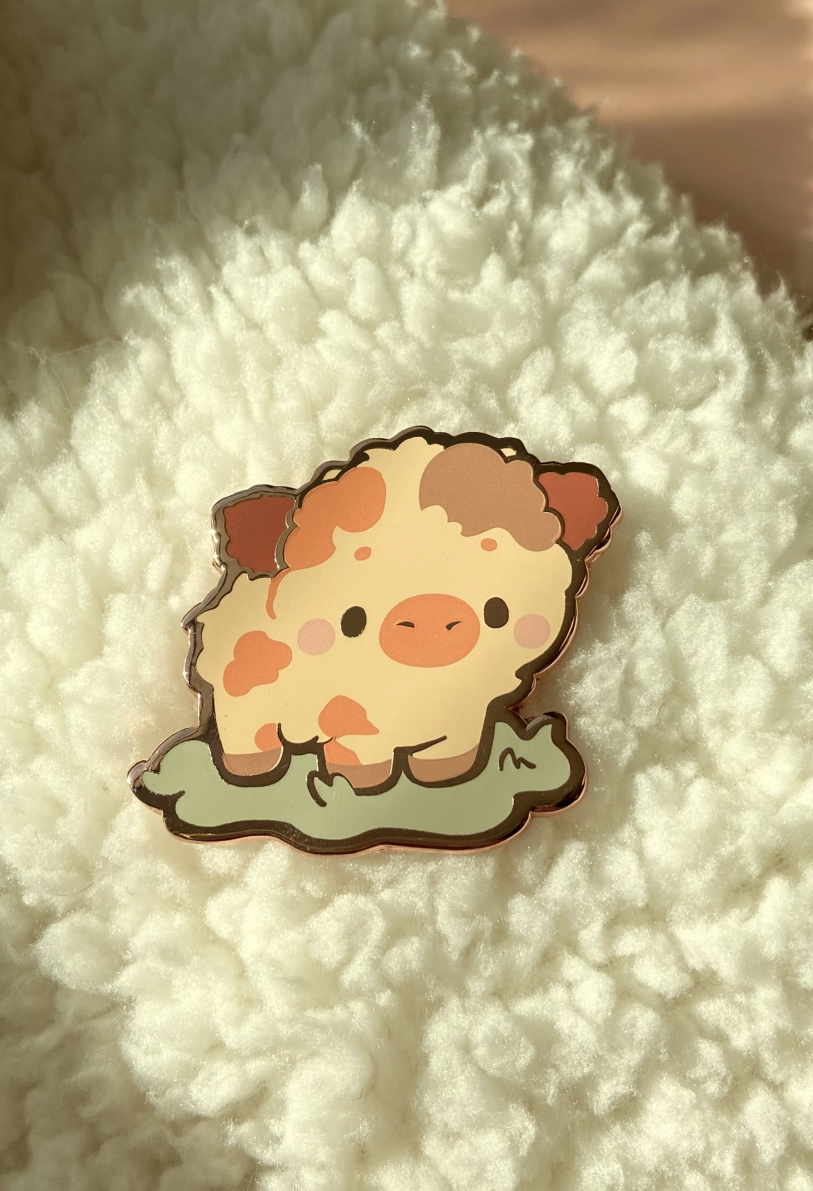Fluffy Cow Pin